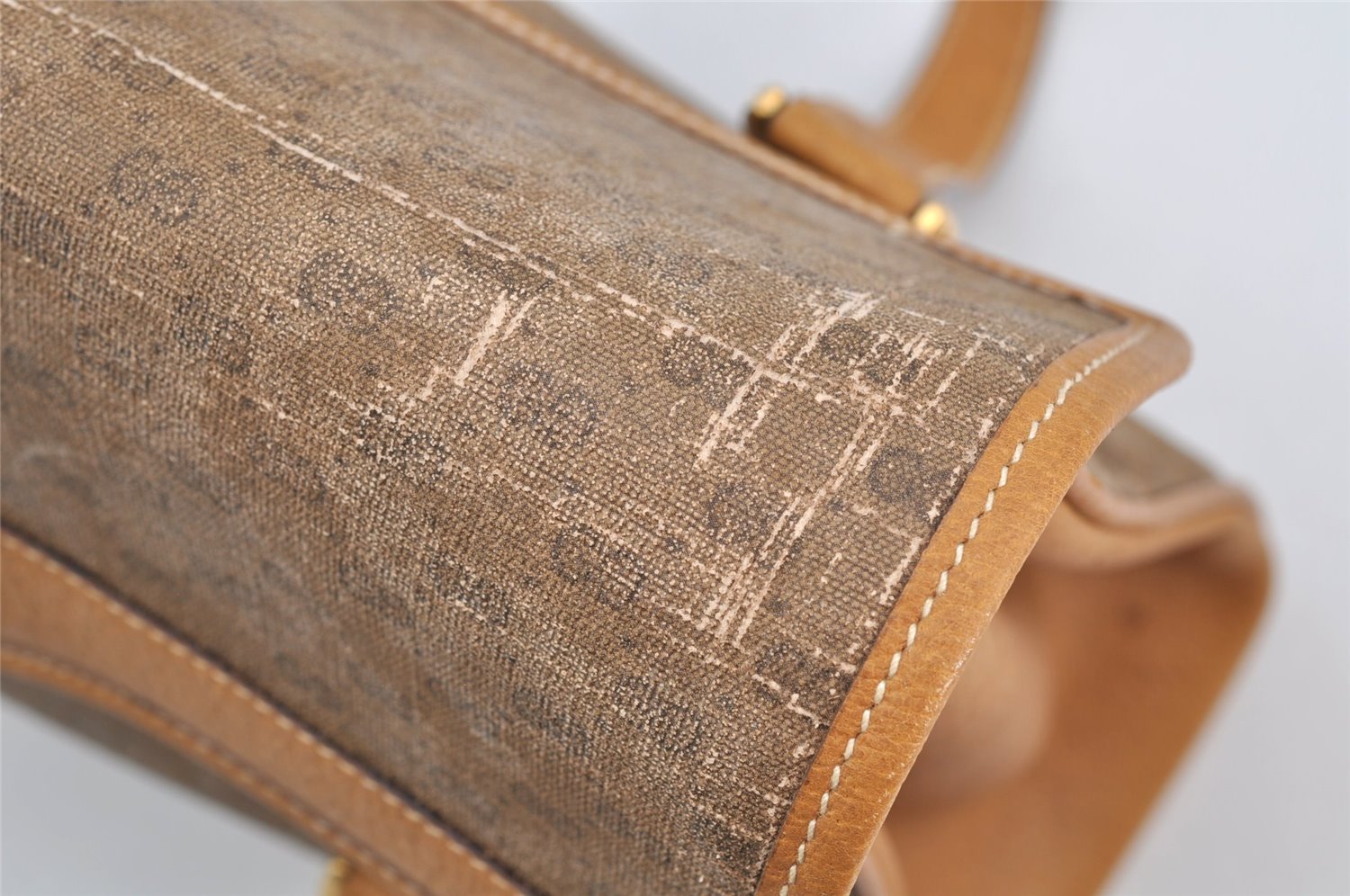 Authentic GUCCI Micro GG Shoulder Hand Bag Purse PVC Leather Brown Junk K4866