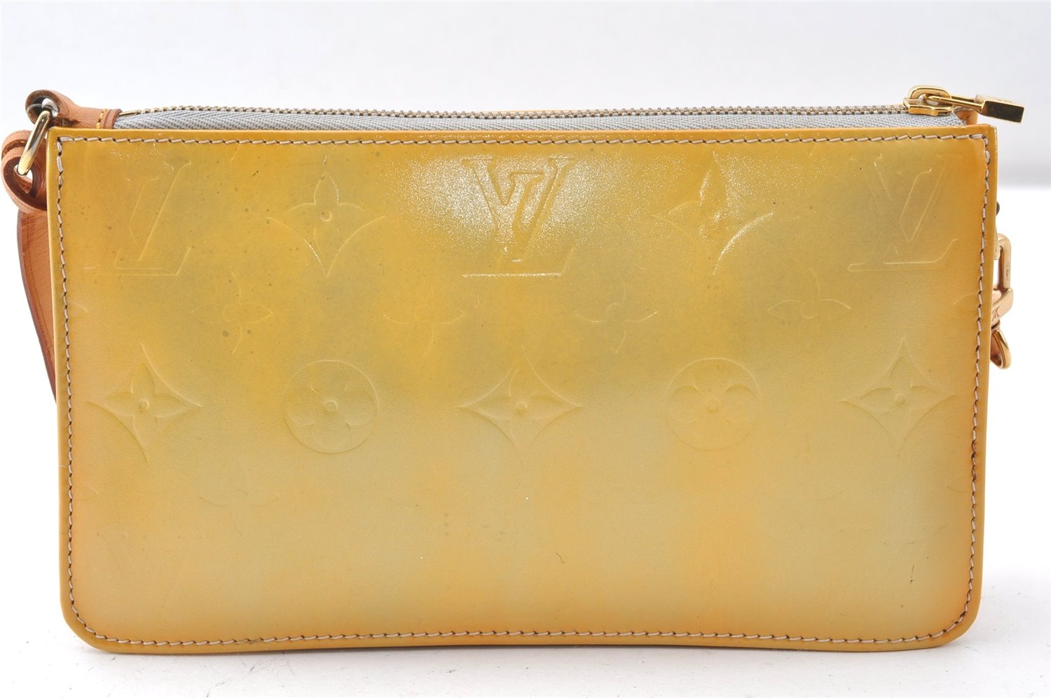 Authentic Louis Vuitton Vernis Lexington Hand Bag Pouch Yellow M91056 LV K4869