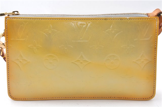 Authentic Louis Vuitton Vernis Lexington Hand Bag Pouch Yellow M91056 LV K4869