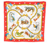 Authentic HERMES Carre 90 Scarf "Plumes et Grelots" Silk Red K4873