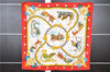 Authentic HERMES Carre 90 Scarf "Plumes et Grelots" Silk Red K4873