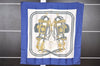 Authentic HERMES Carre 90 Scarf "BRIDES de GALA par" Silk Blue K4887