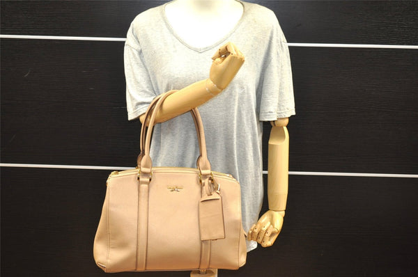 Authentic Samantha Thavasa 2Way Shoulder Hand Bag Leather Beige K4890