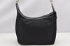 Authentic GUCCI Vintage Bamboo Shoulder Hand Bag Purse Nylon Leather Black K4895