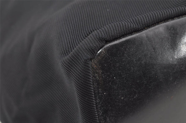 Authentic GUCCI Vintage Bamboo Shoulder Hand Bag Purse Nylon Leather Black K4895