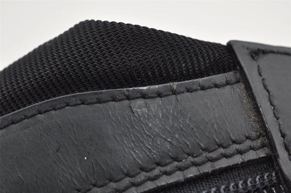 Authentic GUCCI Vintage Bamboo Shoulder Hand Bag Purse Nylon Leather Black K4895