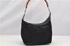 Authentic GUCCI Vintage Bamboo Shoulder Hand Bag Purse Nylon Leather Black K4895