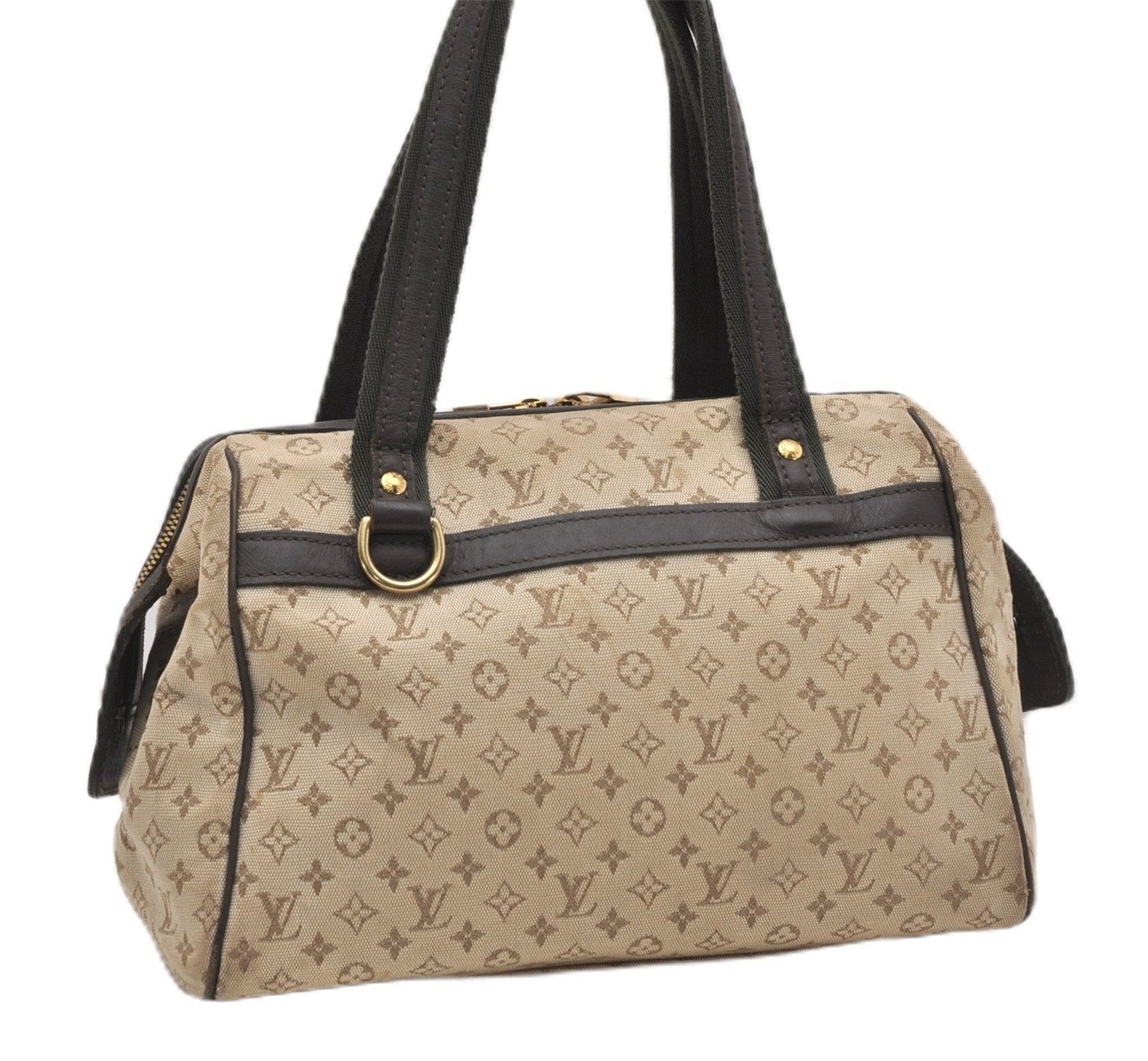 Auth Louis Vuitton Monogram Mini Josephine PM Hand Bag M92215 Khaki Beige K4896