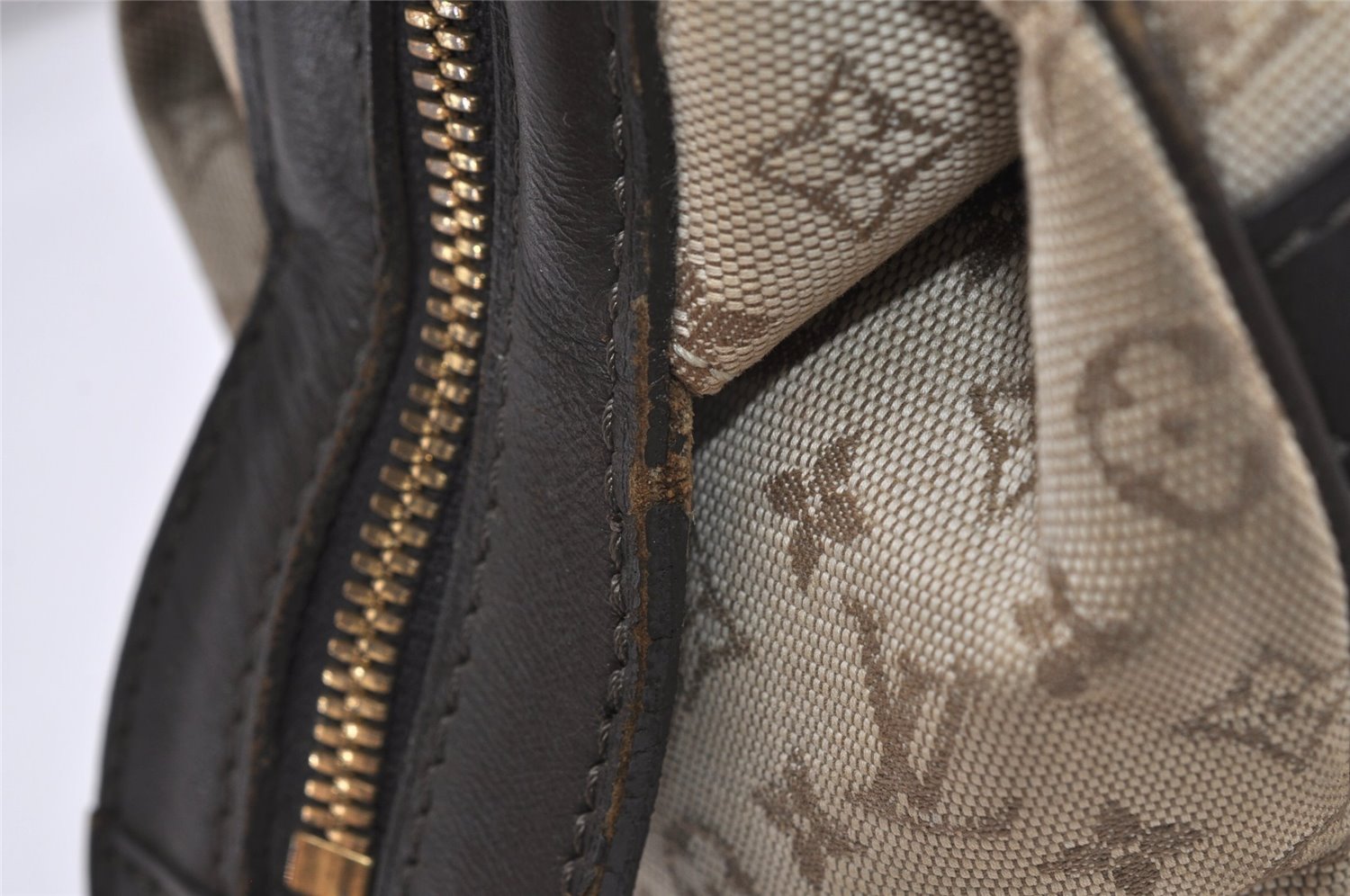 Auth Louis Vuitton Monogram Mini Josephine PM Hand Bag M92215 Khaki Beige K4896