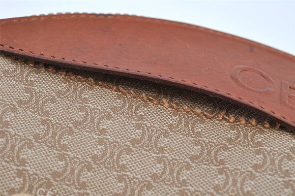 Authentic CELINE Macadam Blason Pattern Hand Pouch Purse PVC Leather Beige K4897