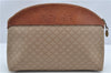 Authentic CELINE Macadam Blason Pattern Hand Pouch Purse PVC Leather Beige K4897