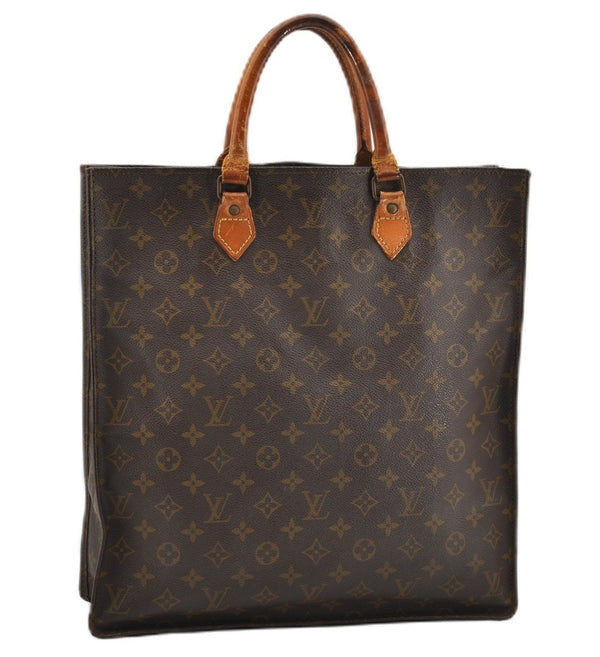 Authentic Louis Vuitton Monogram Sac Plat Hand Tote Bag Old Model LV K4898