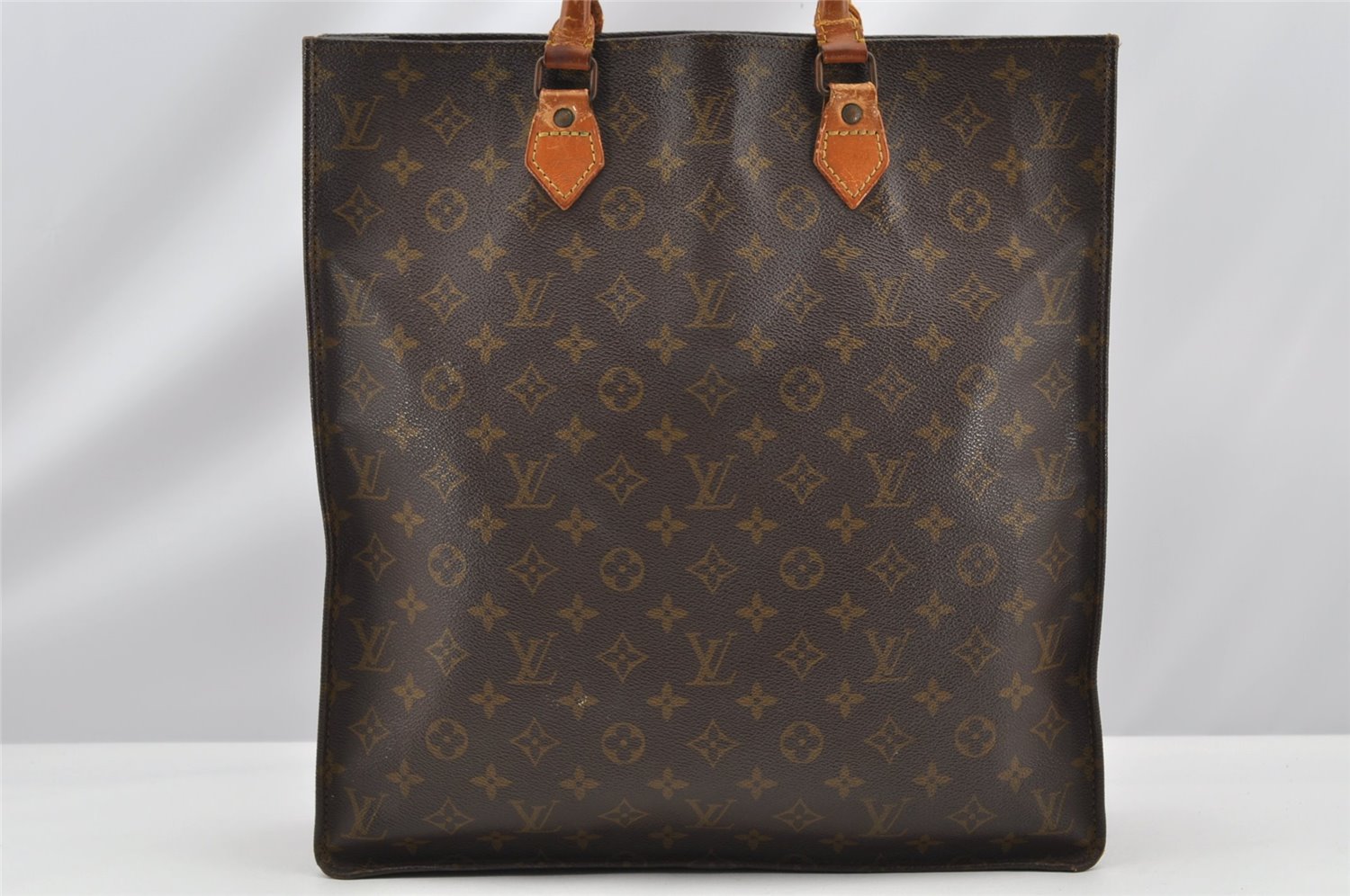 Authentic Louis Vuitton Monogram Sac Plat Hand Tote Bag Old Model LV K4898