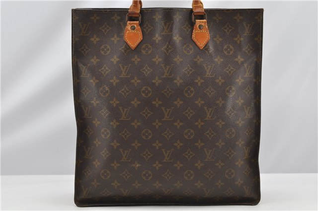 Authentic Louis Vuitton Monogram Sac Plat Hand Tote Bag Old Model LV K4898