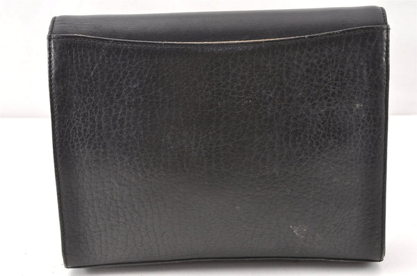 Authentic Burberrys Leather 2Way Shoulder Clutch Bag Purse Black K4903