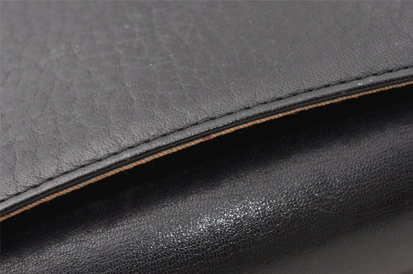 Authentic Burberrys Leather 2Way Shoulder Clutch Bag Purse Black K4903