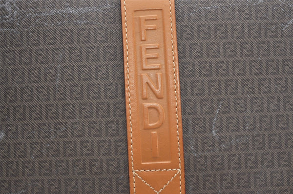Authentic FENDI Zucchino Shoulder Cross Body Bag PVC Leather Brown Junk K4904