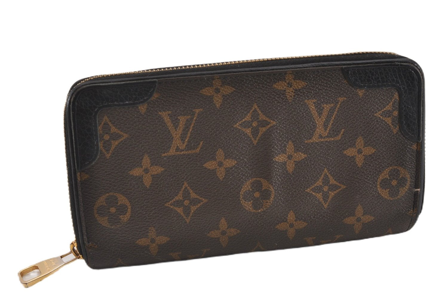 Authentic Louis Vuitton Monogram Zippy Wallet Retiro Long Black M61855 LV K4907