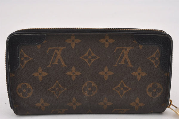 Authentic Louis Vuitton Monogram Zippy Wallet Retiro Long Black M61855 LV K4907