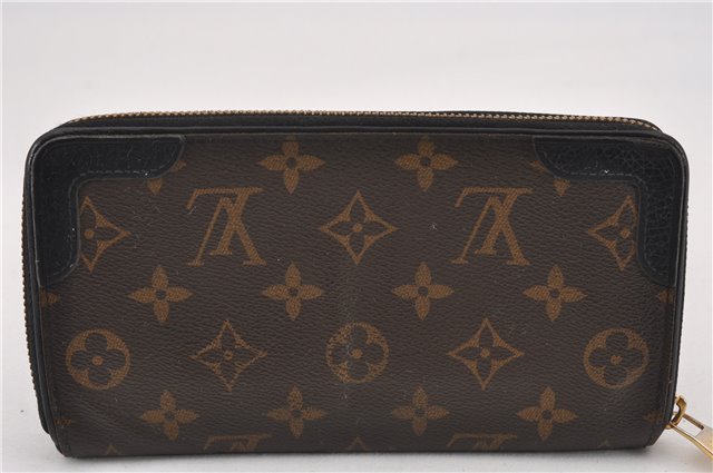 Authentic Louis Vuitton Monogram Zippy Wallet Retiro Long Black M61855 LV K4907