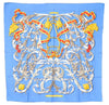 Authentic HERMES Carre 90 Scarf "LE MORS A LA CONETABLE" Silk Blue K4912