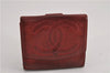 Authentic CHANEL Vintage Caviar Skin CC Logo Bifold Wallet Purse Red Junk K4920