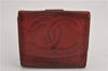 Authentic CHANEL Vintage Caviar Skin CC Logo Bifold Wallet Purse Red Junk K4920
