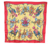 Authentic HERMES Carre 90 Scarf "LES FETES DU ROI SOLEIL" Silk Red K4925