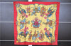 Authentic HERMES Carre 90 Scarf "LES FETES DU ROI SOLEIL" Silk Red K4925