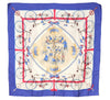 Authentic HERMES Carre 90 Scarf "LES BECANES" Silk Blue K4932