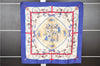 Authentic HERMES Carre 90 Scarf "LES BECANES" Silk Blue K4932