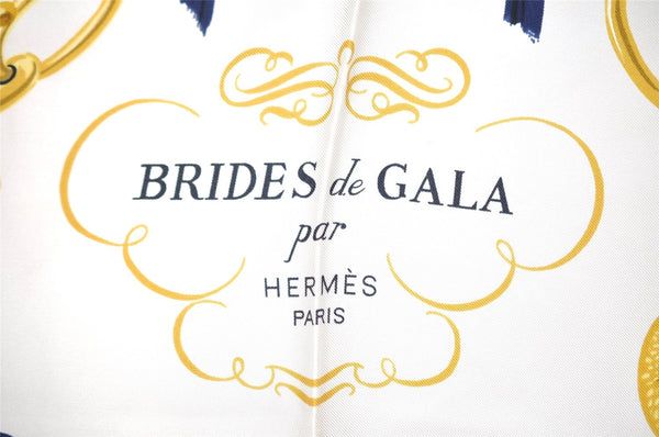 Authentic HERMES Carre 90 Scarf "BRIDES de GALA par" Silk Navy K4933