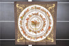 Authentic HERMES Carre 90 Scarf "LA Promenade De Longchamps" Silk Brown K4934