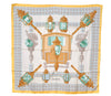 Authentic HERMES Carre 90 Scarf "FEUX DE ROUTE" Silk Yellow K4937