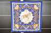 Authentic HERMES Carre 90 Scarf "Cheval Turc." Silk Blue K4938