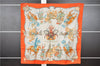 Authentic HERMES Carre 90 Scarf "LES FETES DU ROI SOLEIL" Silk Orange K4946