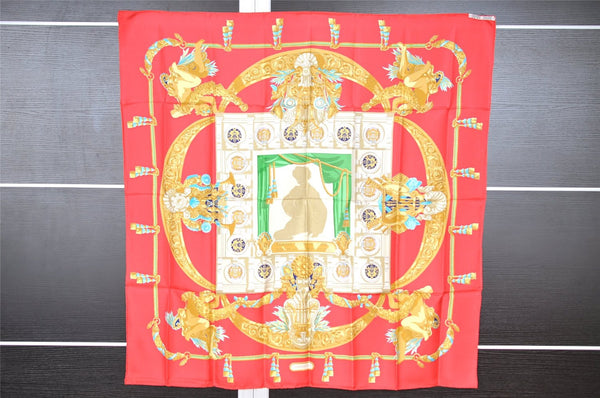 Authentic HERMES Carre 90 Scarf "Hommage a Charles Garnier" Silk Red K4950