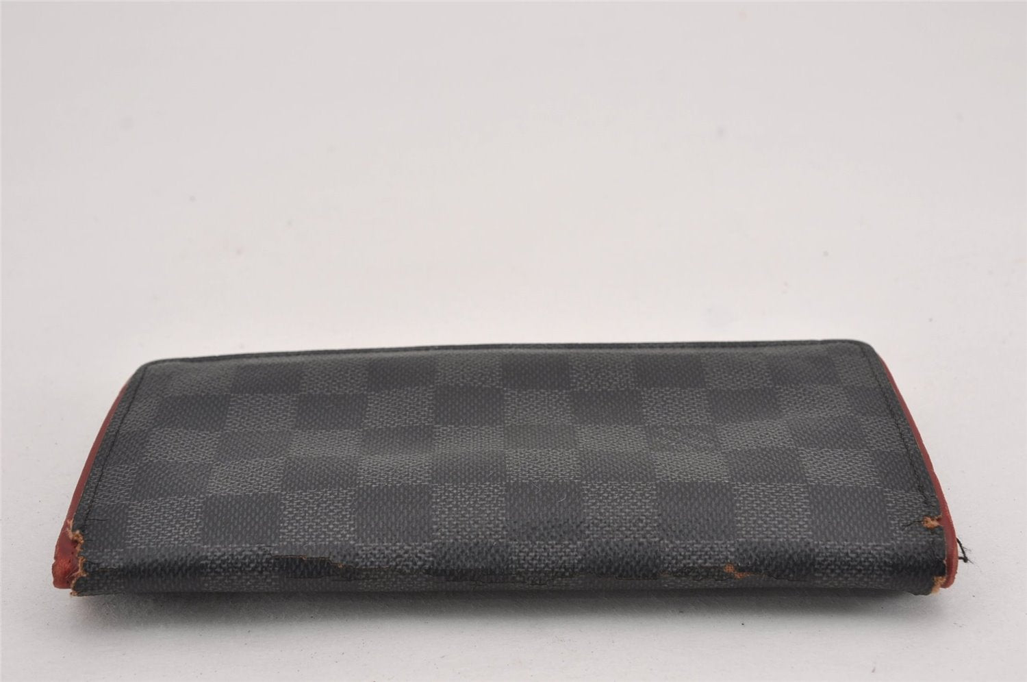 Auth Louis Vuitton Damier Graphite Portefeuille Brazza Wallet Bordeaux K4952