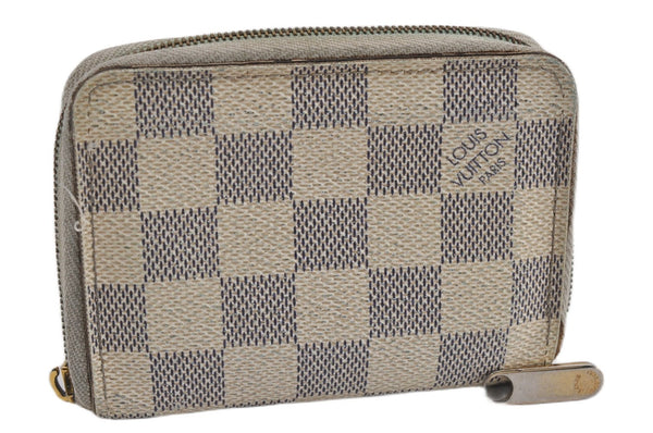 Authentic Louis Vuitton Damier Azur Zippy Coin Purse Wallet N63069 LV Junk K4964