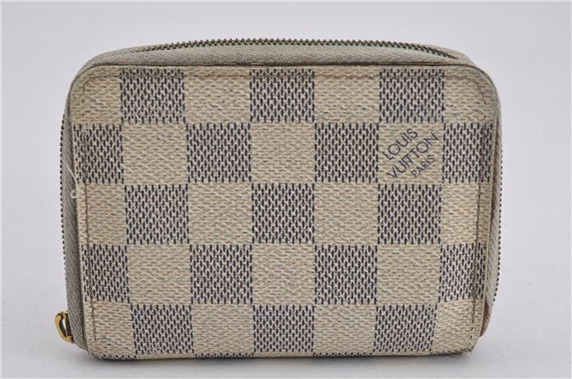 Authentic Louis Vuitton Damier Azur Zippy Coin Purse Wallet N63069 LV Junk K4964