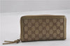 Authentic GUCCI Round Zip Long Wallet Purse GG Canvas Leather 323397 Brown K4965