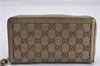 Authentic GUCCI Round Zip Long Wallet Purse GG Canvas Leather 323397 Brown K4965