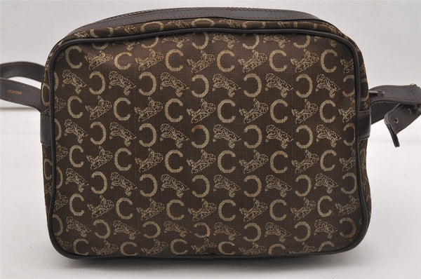 Authentic CELINE C Horse Carriage Shoulder Cross Bag Canvas Leather Brown K4969