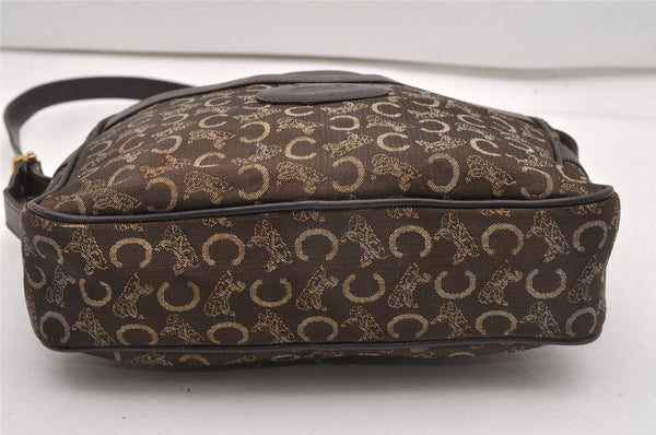Authentic CELINE C Horse Carriage Shoulder Cross Bag Canvas Leather Brown K4969