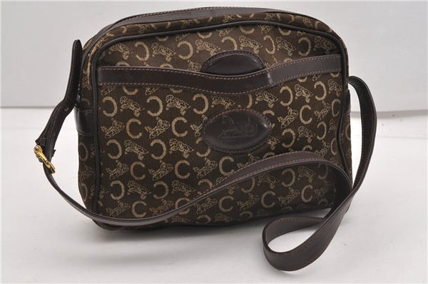 Authentic CELINE C Horse Carriage Shoulder Cross Bag Canvas Leather Brown K4969
