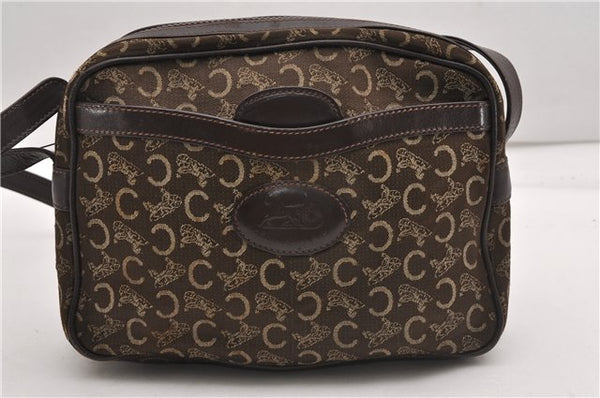 Authentic CELINE C Horse Carriage Shoulder Cross Bag Canvas Leather Brown K4969