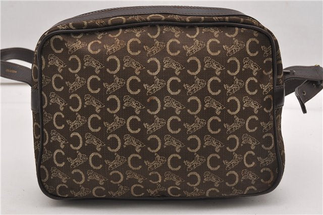 Authentic CELINE C Horse Carriage Shoulder Cross Bag Canvas Leather Brown K4969