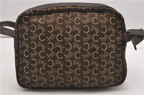 Authentic CELINE C Horse Carriage Shoulder Cross Bag Canvas Leather Brown K4969