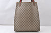 Authentic GUCCI Web Sherry Line Shoulder Tote Bag GG PVC Leather Brown K4971