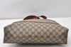 Authentic GUCCI Web Sherry Line Shoulder Tote Bag GG PVC Leather Brown K4971